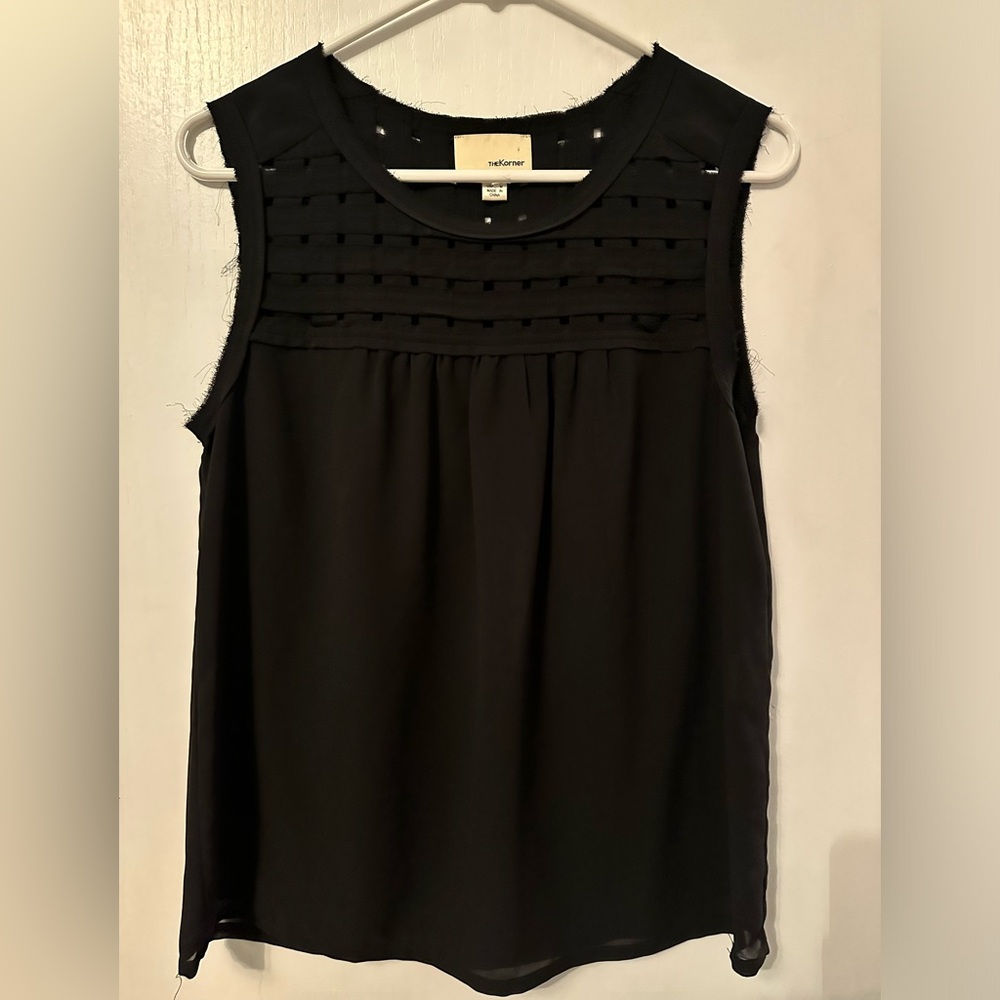 NWOT Black Tank with Lattice Design by theKorner - Size M